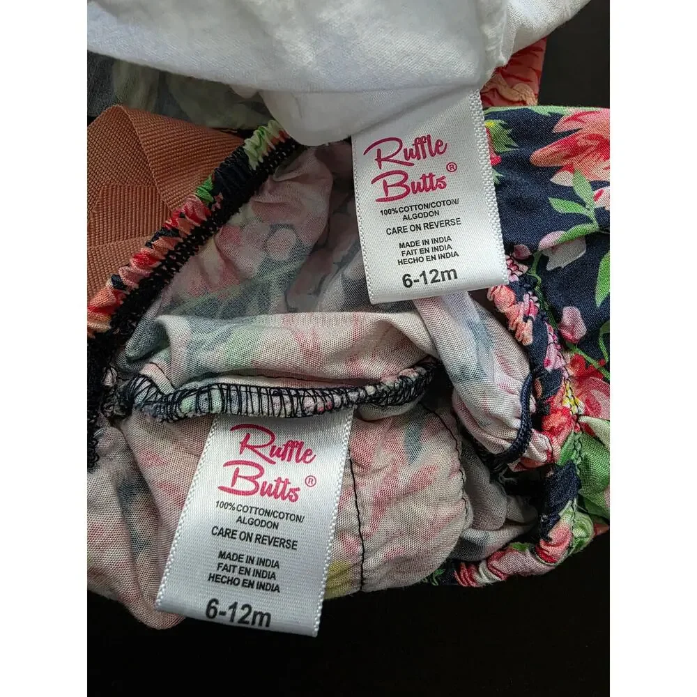 RuffleButts Sunset Garden Swing Top w/ Matching Bloomers Floral Size 6-12 Month